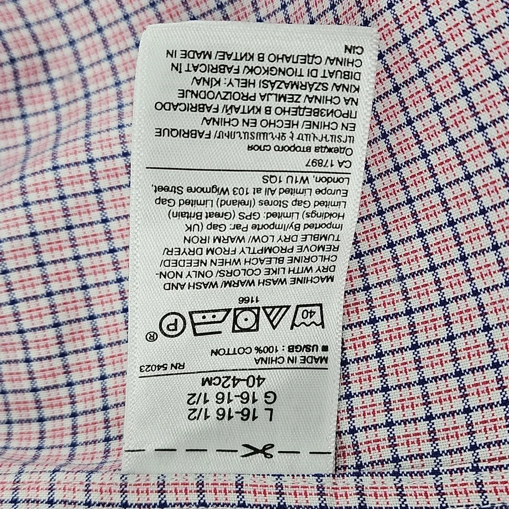 Banana Republic Men Non Iron Slim Fit Long Sleeve Shirt‎ Size Large Red Plaid